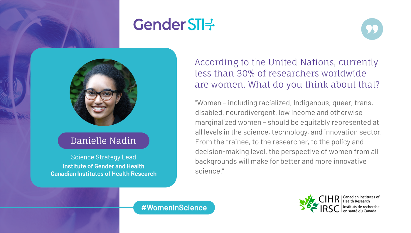 Danielle Nadin, Science Strategy Lead at CIHR's Institute of Gender and Health