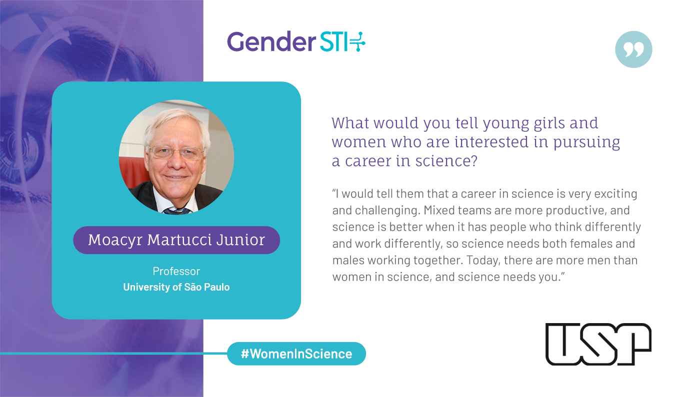 University of São Paulo professor Moacyr Martucci Jr. says we have to promote science and technology in schools to encourage women to choose scientific careers.