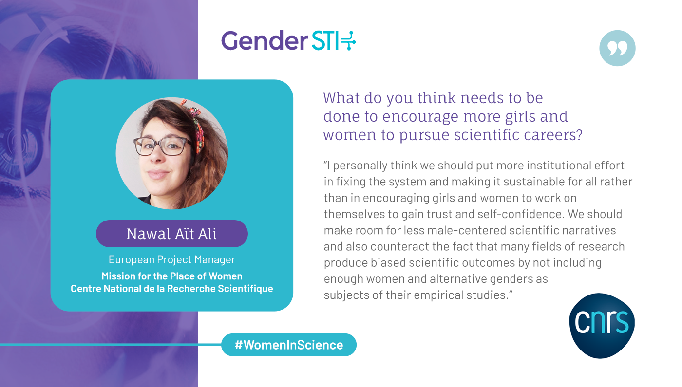 Nawal Aït Ali, European Project Manager at the Mission for the Place of Women, talks to GenderSTI about gender equality in science.